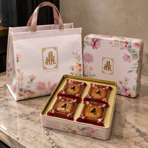 Keepsake Tin 4-Piece Mooncake Gift Box - Assortment - White Lotus Double Yolk, Pandan Lotus Double Yolk, Matcha, Mixed Nuts